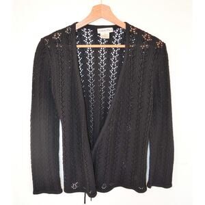 Vintage Calvin Klein Black Cashmere Open Knit Cardigan